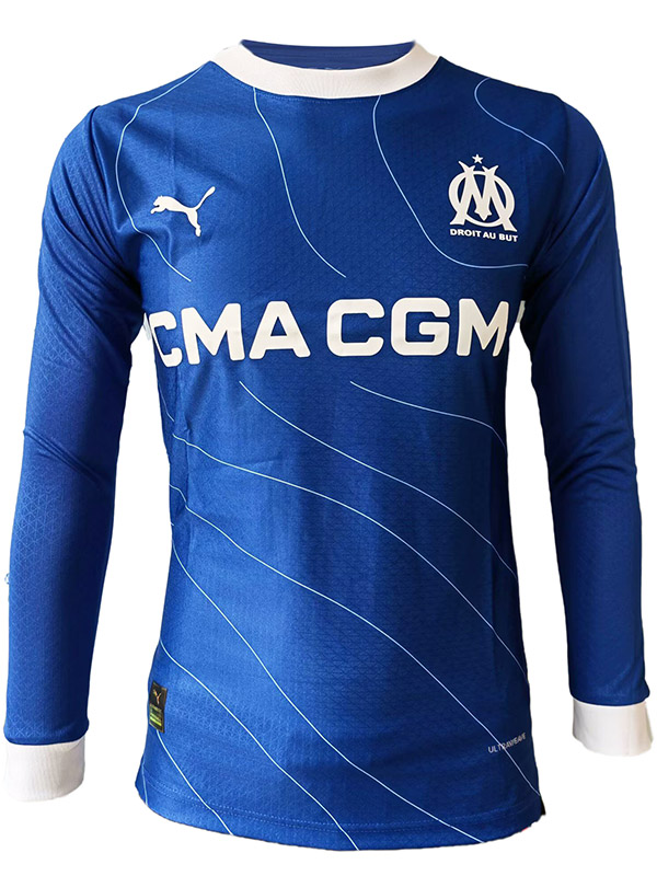 Olympique de Marseille away long sleeve jersey soccer uniform men's second sportswear football kit top shirt 2023-2024